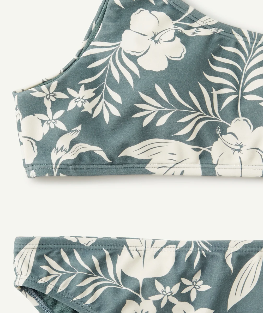 LE MAILLOT DE BAIN 2 PIÈCES KAKI ET FLORAL EN FIBRES RECYCLÉES
