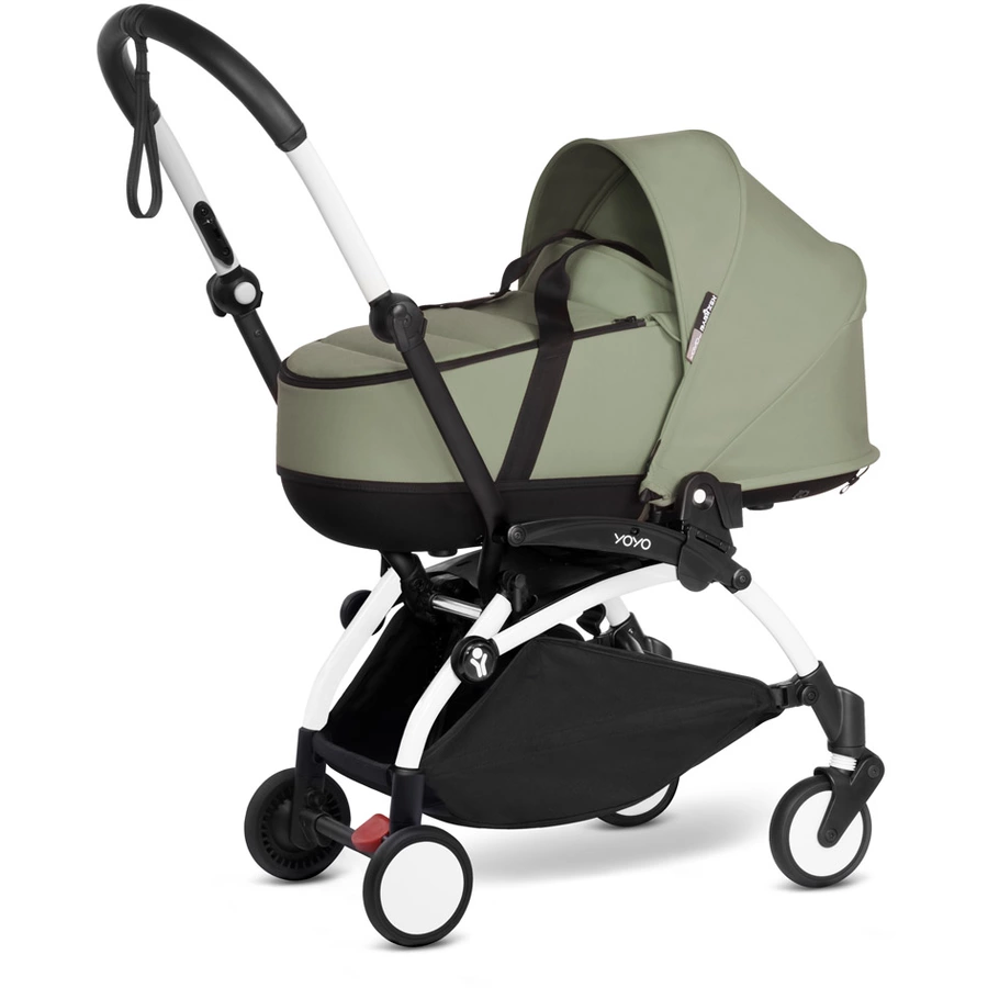 BABYZEN Kinderwagen YOYO2 0+ White mit Liegewanne Gratis Textilset Olive