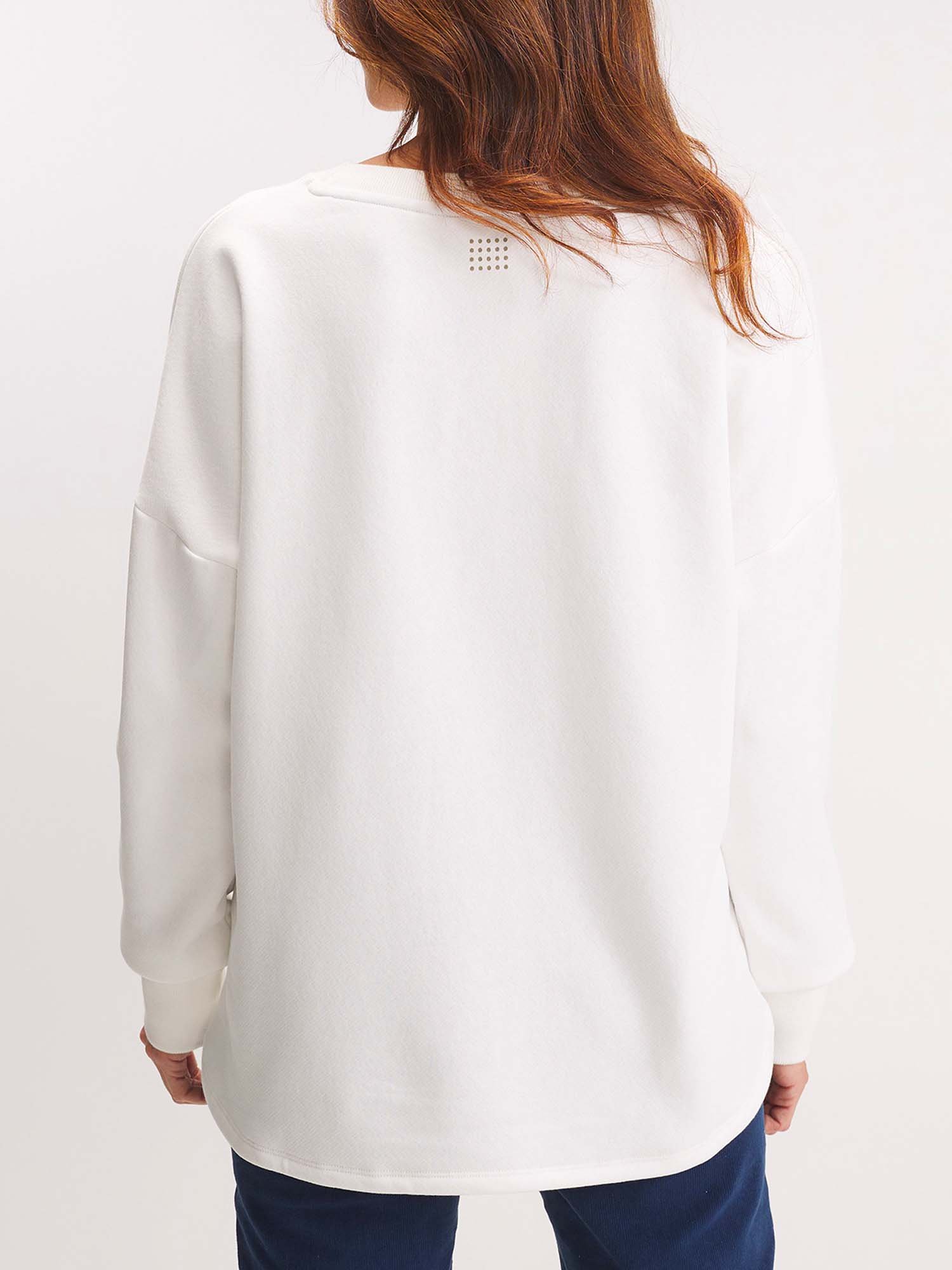 Sweat Molleton Femme A Motif Blanc