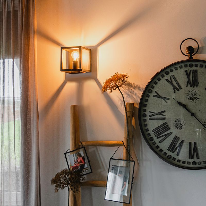Industriële wandlamp zwart kubus - Cage