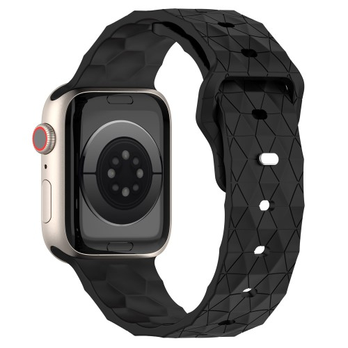 Apple Watch (42/41/40/38 mm) Silikon Armband mit Fussball-Muster (Gelenkumfang: 140-215mm) - Schwarz