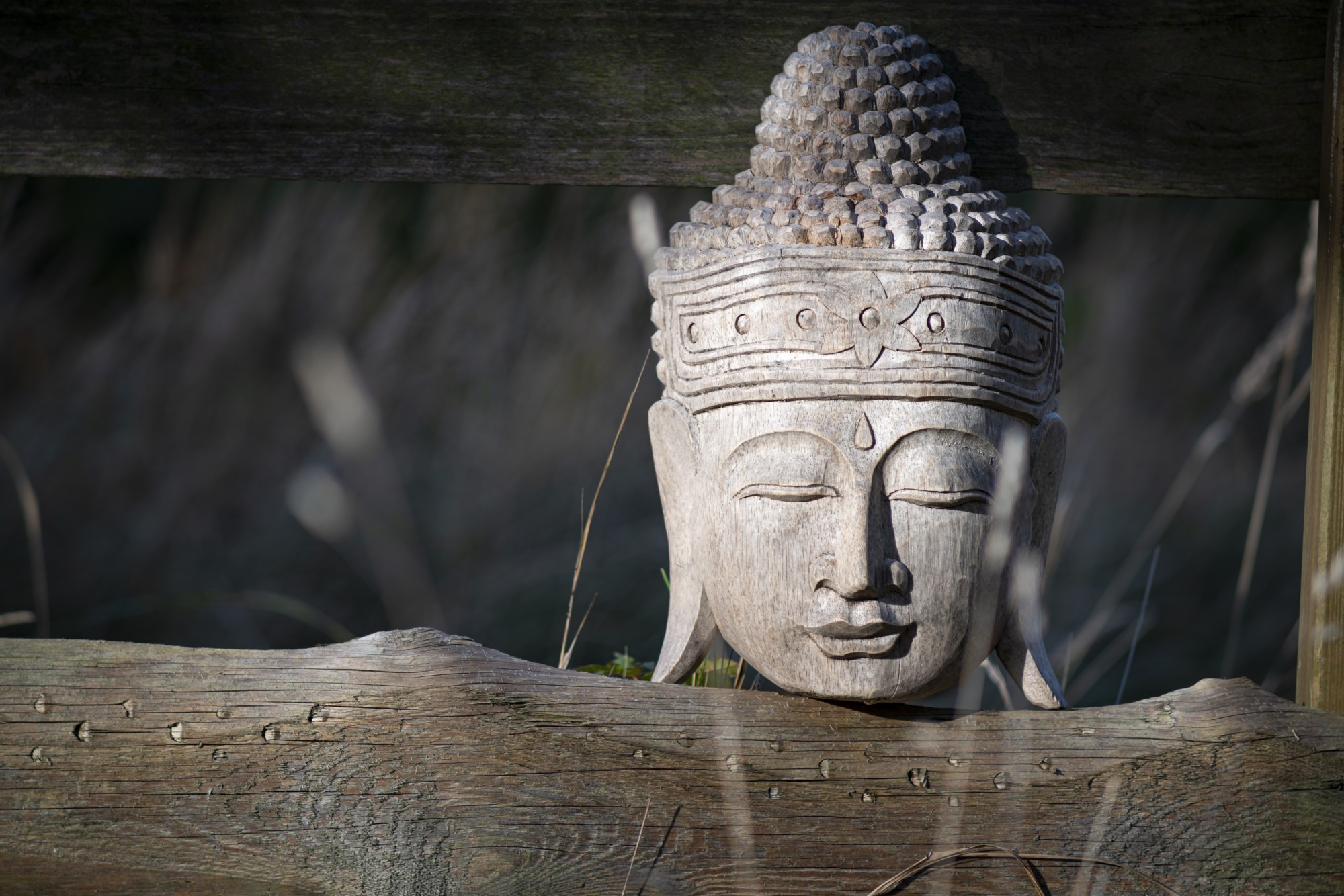 Buddha-Maske, grau, T 11 cm, B 25 cm, H 40 cm von fischer's lagerhaus