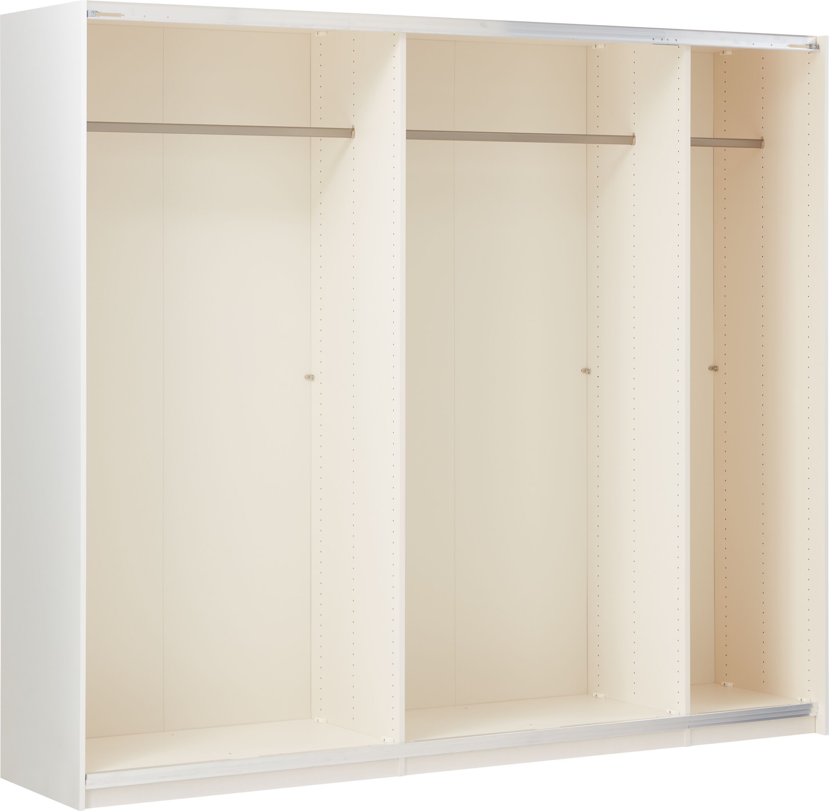 MODUL Schwebetürenschrank - Weiss / B: 253.0 cm x T: 65.0 cm x H: 220.0 cm