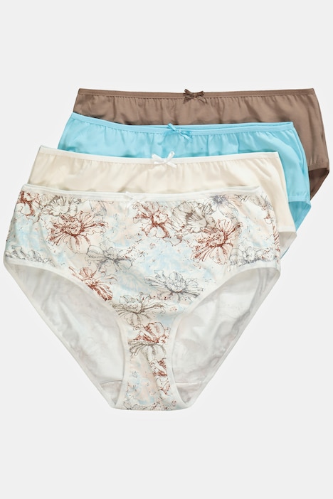 Midislips, 4er-Pack, Blüten/einfarbig
