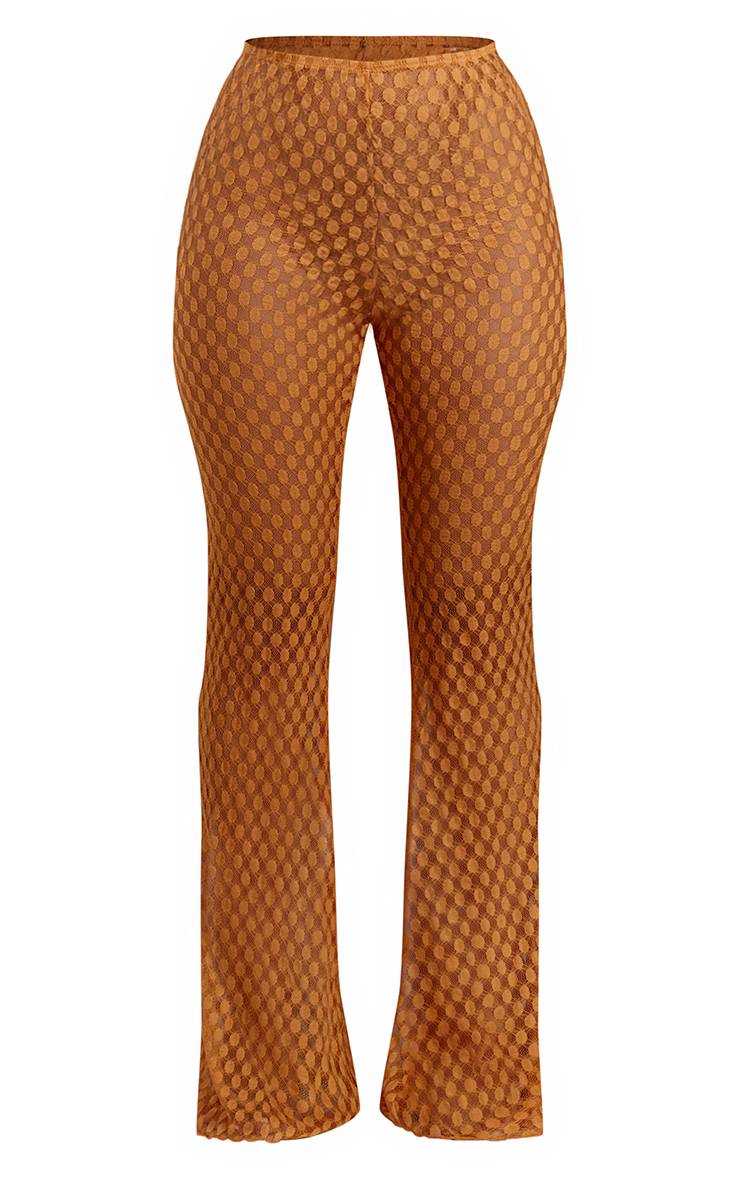Moutarde Pantalon De Plage Évasé Taille Basse En Jersey Texturé Transparent