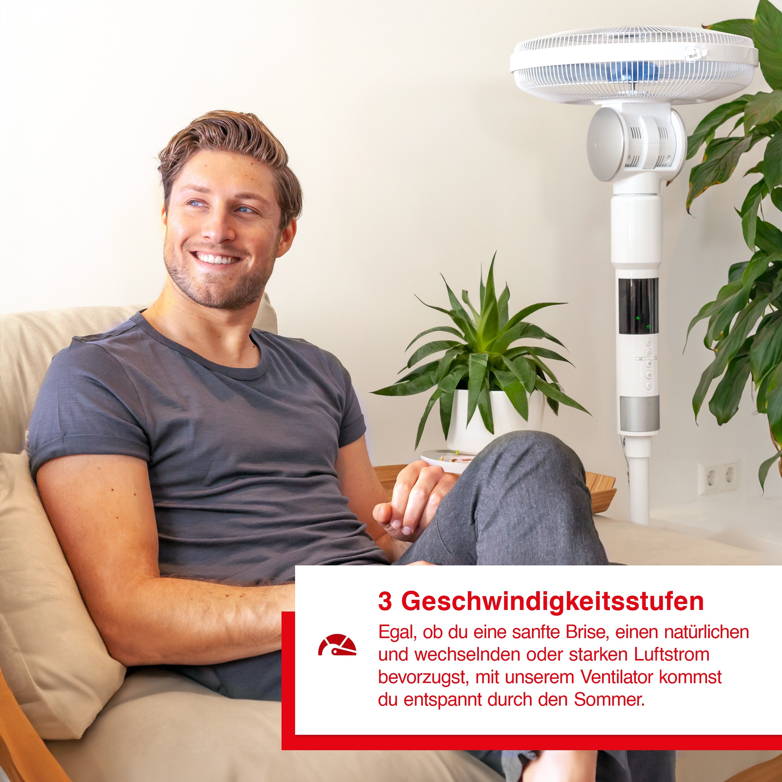 Solis 360° Standventilator, Oszillationsfunktion, 3 Stufen, Timer