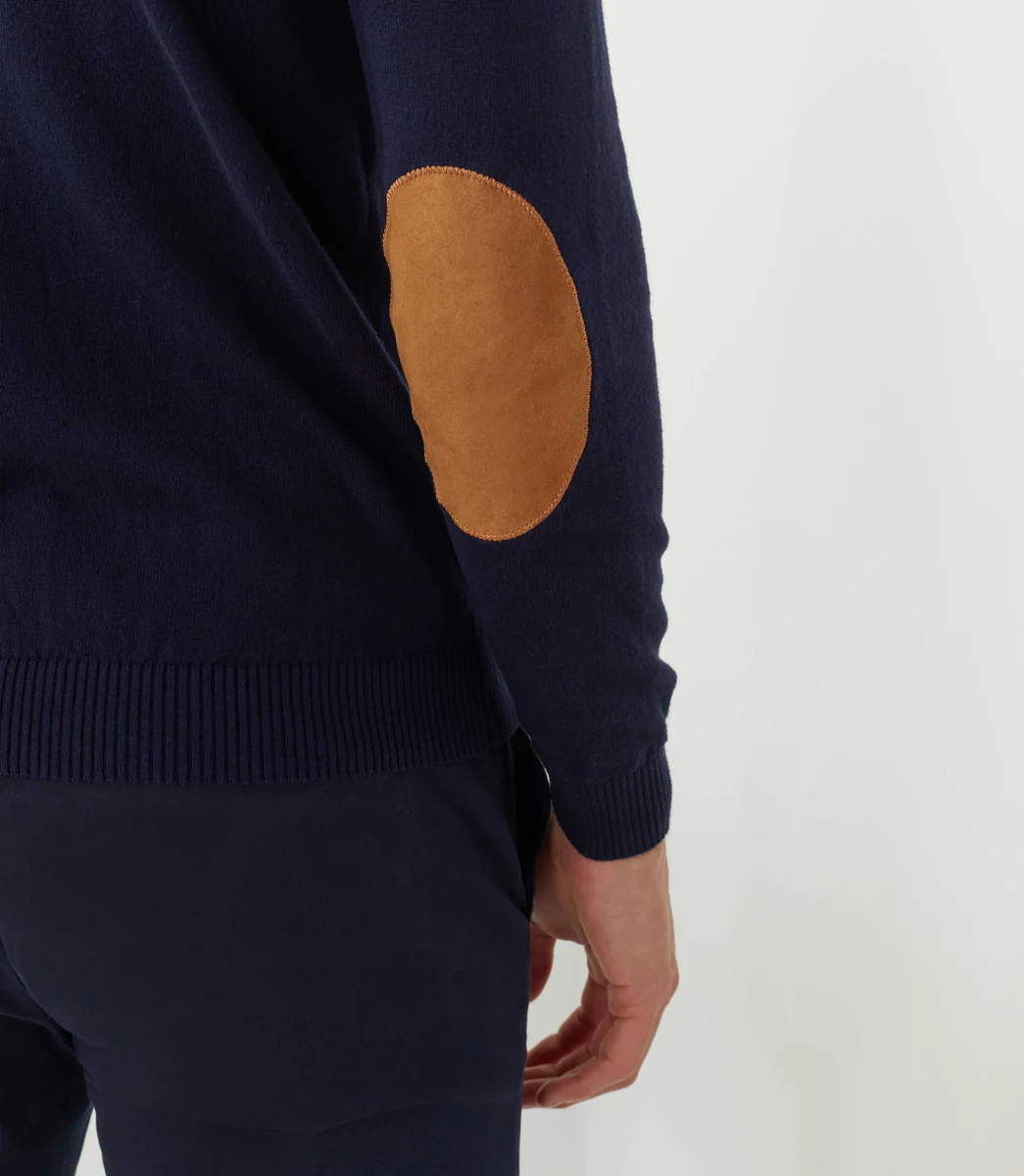 Pull col rond marine 