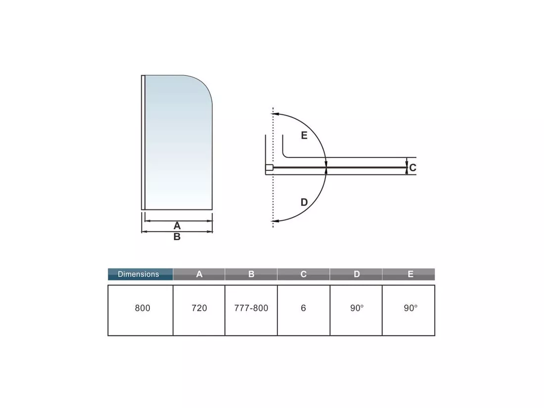 Pare-baignoire 80x140cm en 6mm verre anticalcaire, paroi de baignoire pivotant 180°Hauteur 140cm