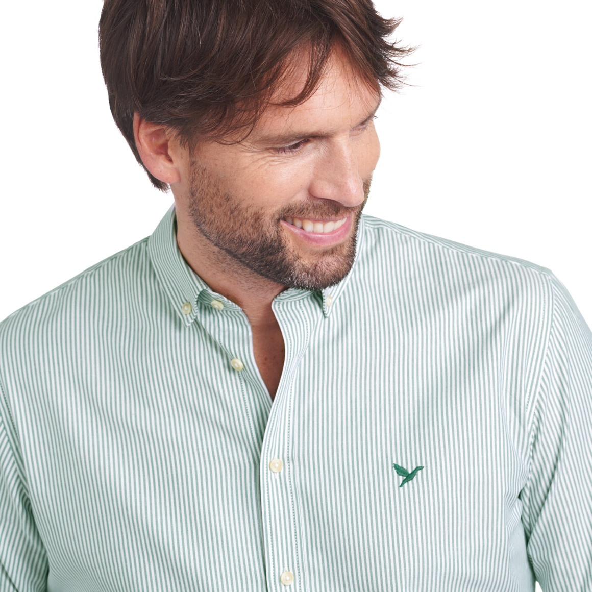 Jonas Nielsen Herren Hemd mit Button-down-Kragen dunkelgrün / weiss