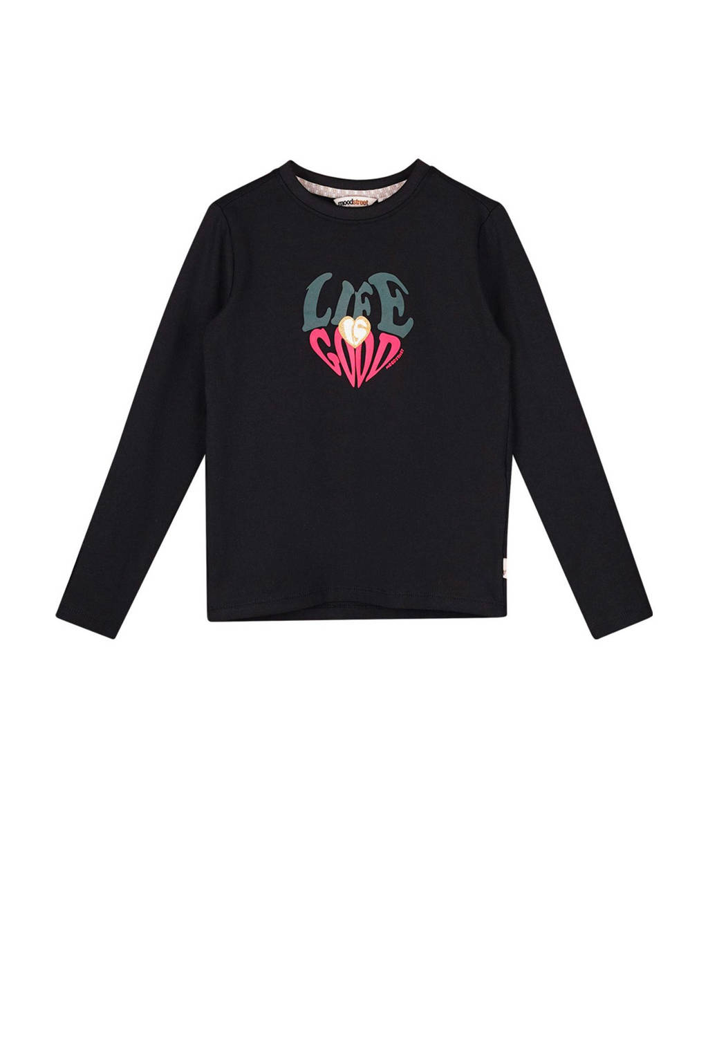 Moodstreet longsleeve Longsleeve Linn met printopdruk zwart