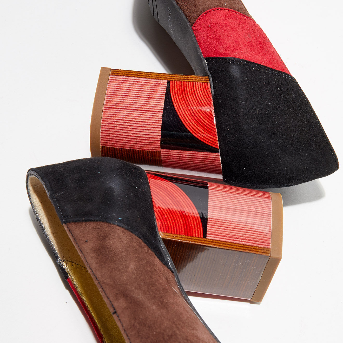 Azurée Cannes Escarpins Radori marron/rouge/noir - Talon 6 cm