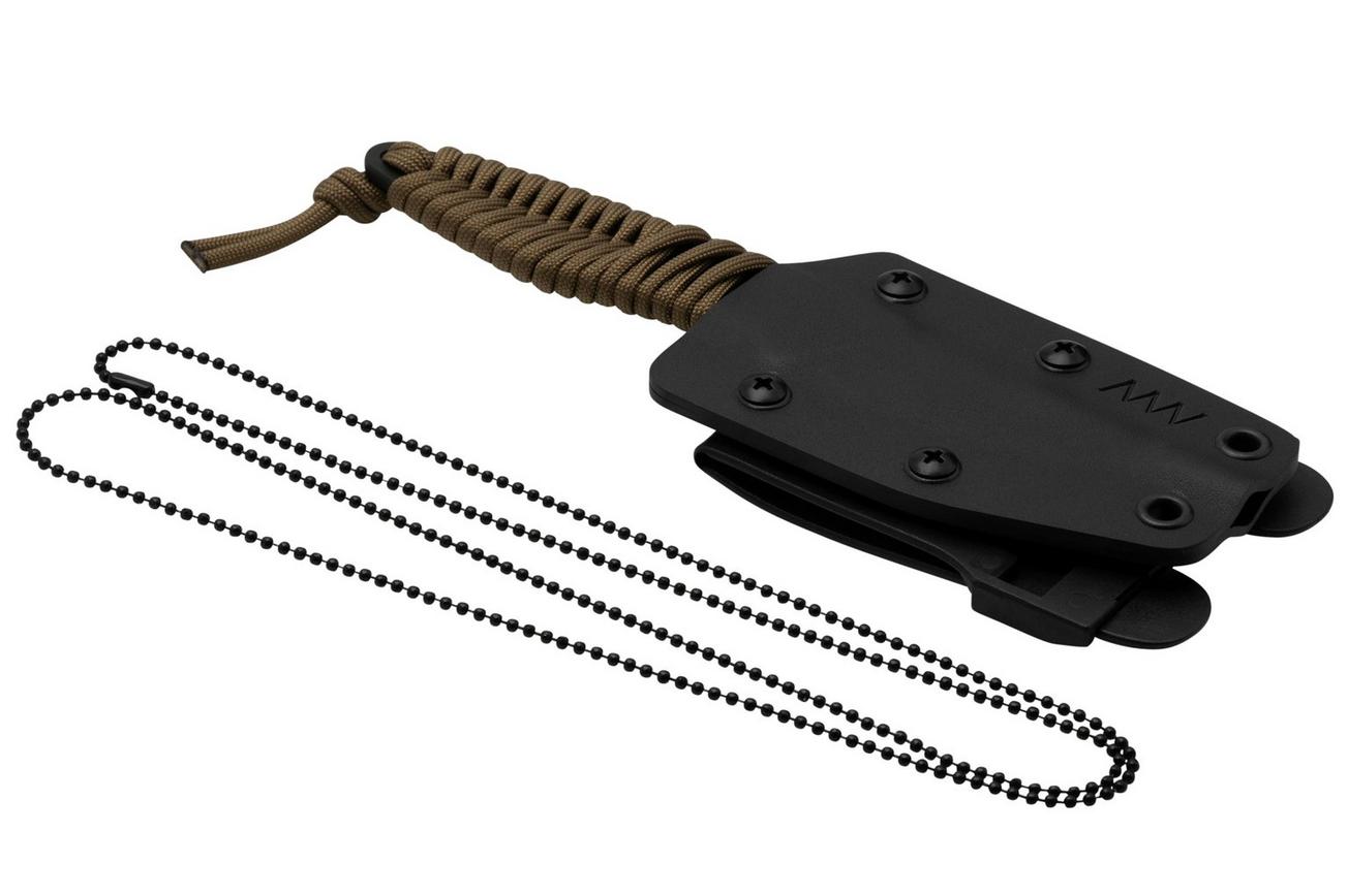 ANV Knives P100 Sleipner Cerakote, Coyote Paracord, P100-040, Black Kydex Sheath, nekmes