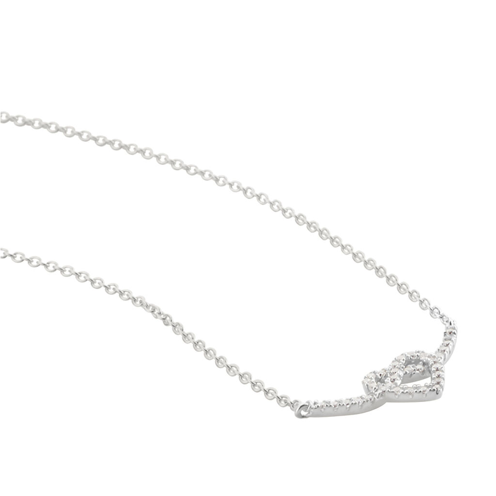 Collier Argent Blanc Icovellauna Oxydes De Zirconium Serti Griffes