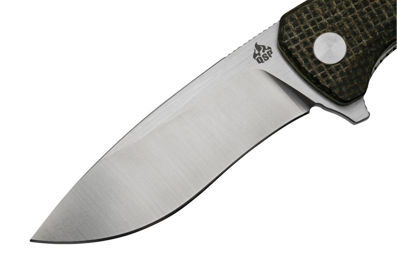QSP Knife Raven QS122-D1 Rough Brown Micarta, Satin, zakmes