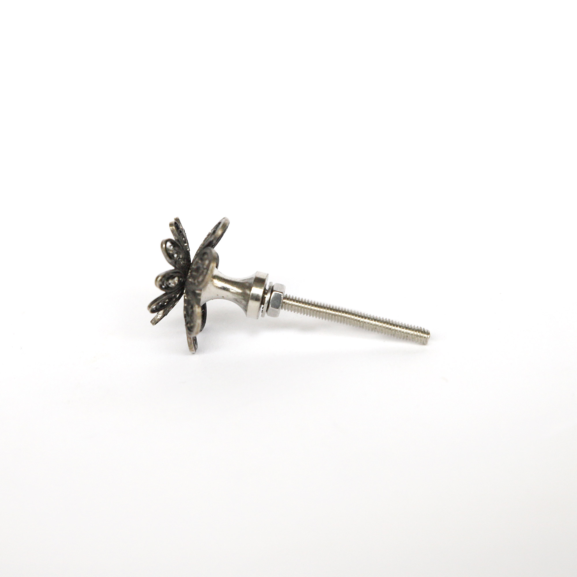 Metall-Knauf 'Blume', antik silber, Ø 3 cm günstig bestellen