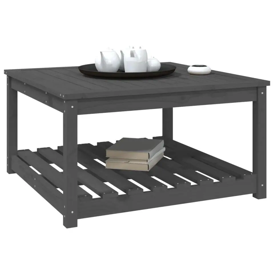 vidaXL - Tuintafel met opbergruimte - Grijs - Grenenhout - 82,5x82,5x45 cm