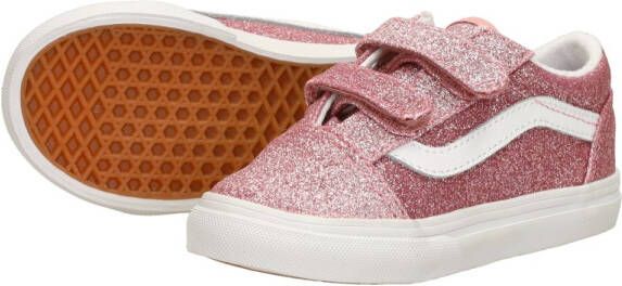 Vans Old Skool V Glitter Rose Gold Sneakers Meisjes Roze