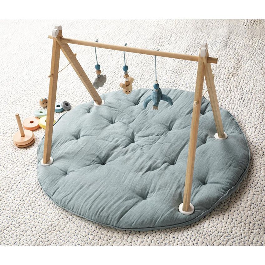 Arche d'éveil en bois + peluches en tricot - Bleu - Bleu moyen