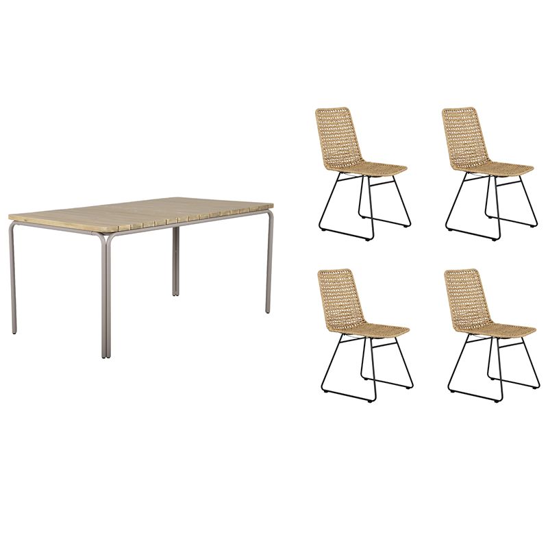 Ensemble table asti en bois d'acacia fsc 160 cm et 4 chaises de jardin