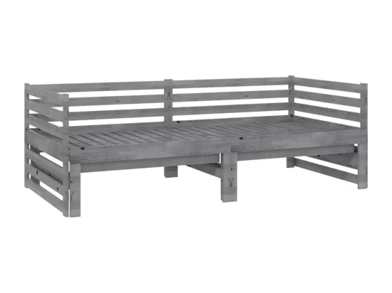 Lit coulissant sans matelas gris 2x(90x200) cm
