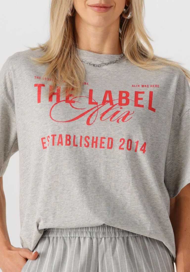 lichtgrijze alix the label t-shirt ladies knitted the label t-shirt
