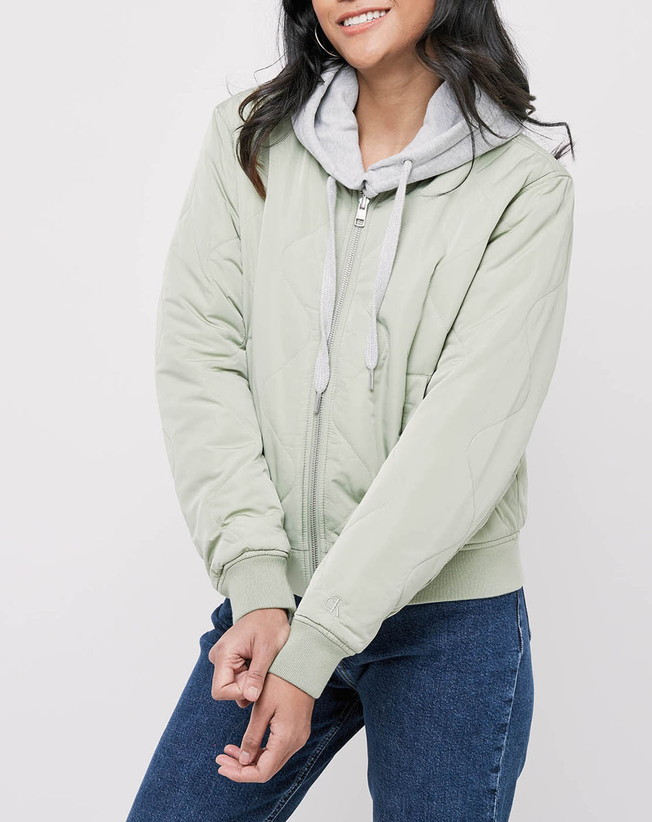 Calvin Klein Bombers réversible vert clair/blanc