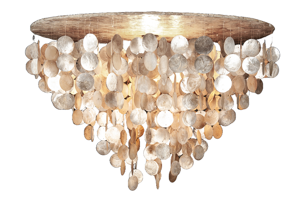 Capiz schelpen hanglamp 80x50 goud