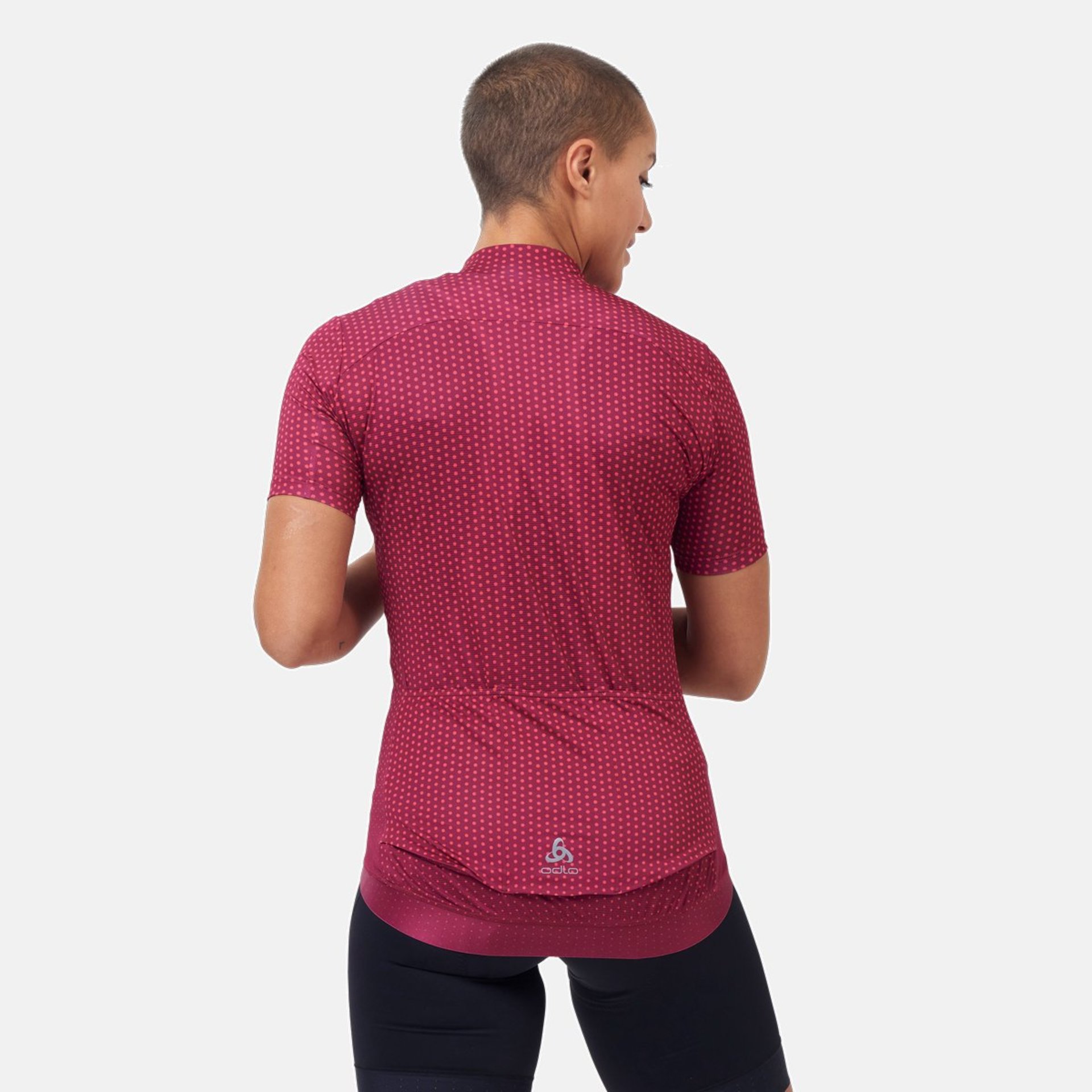 Odlo Zeroweight Full Zip Fietsshirt Korte Mouwen Roze/Paars Dames