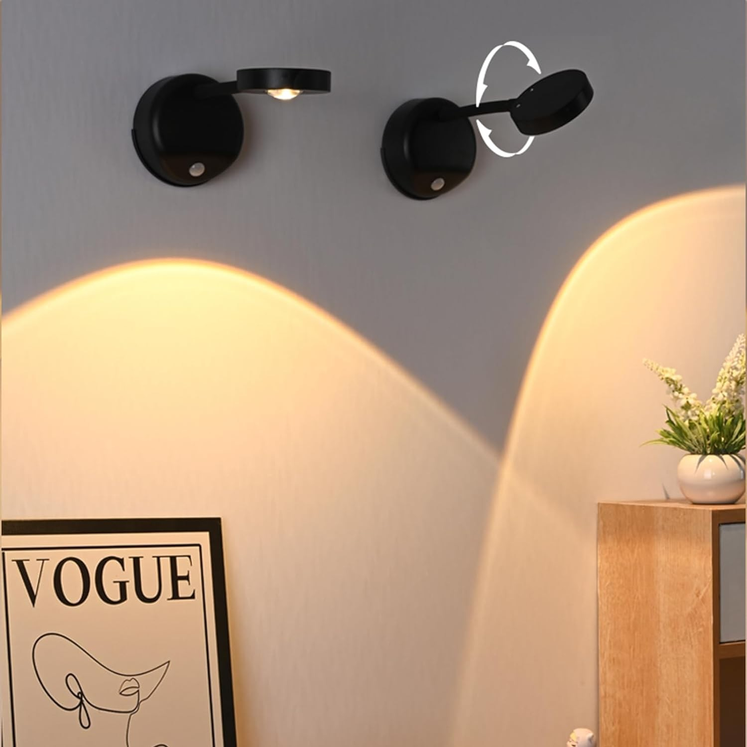 (20x8cm) 2 LED's Touch Wandleuchte USB Home Deko Tisch Lampe Nachtlicht mit Dämmerungssensor   Fernbedienung - Schwarz