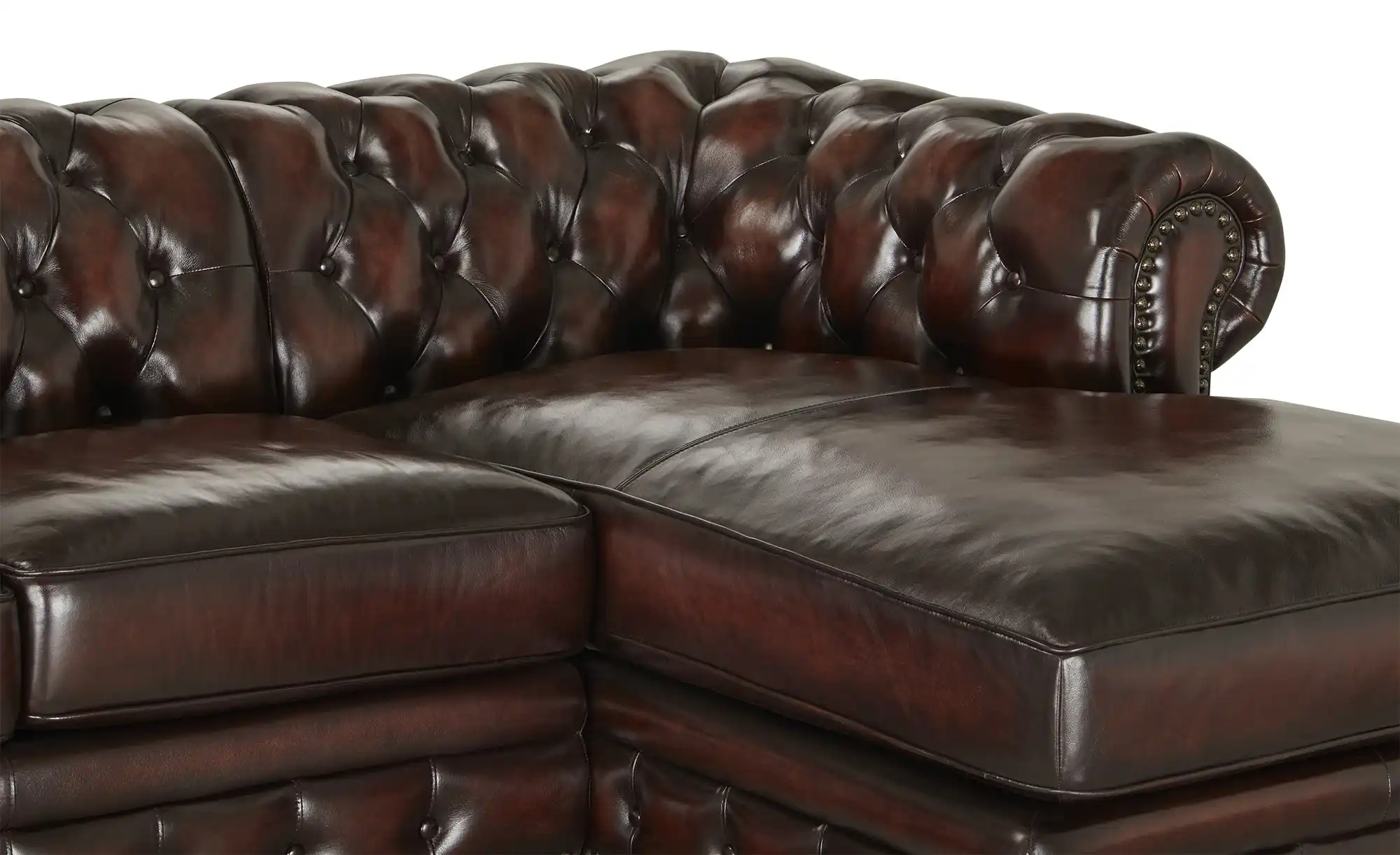 uno Ecksofa Bezug aus Echtleder Chesterfield