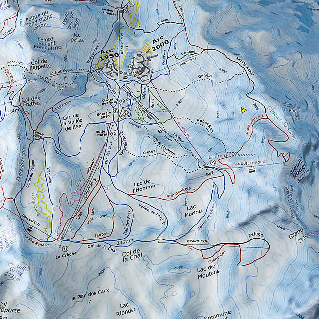 CARTE EN RELIEF PISTES PARADISKI ARC