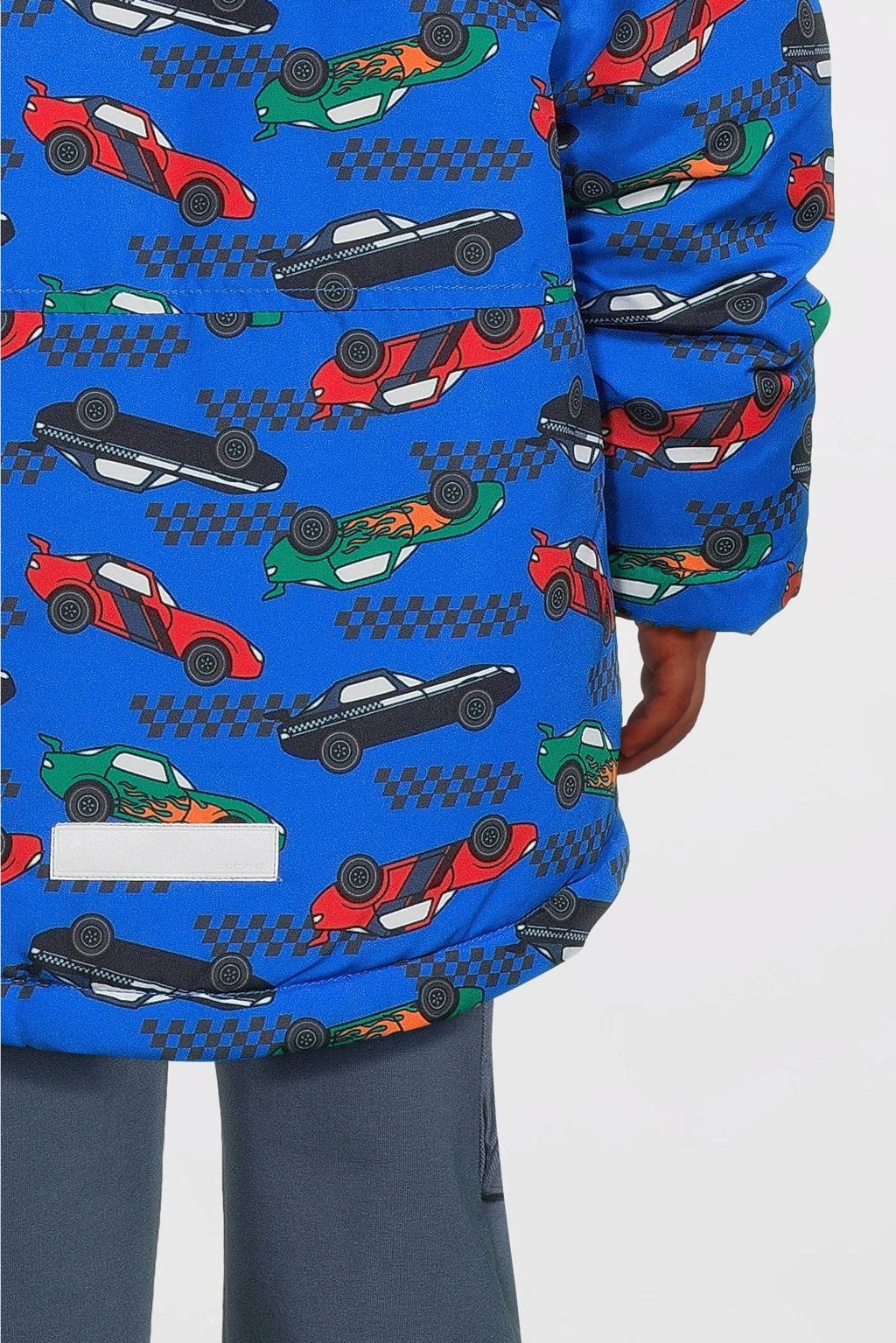 NAME IT winterjas NMMMAX met all over print hardblauw/rood/groen