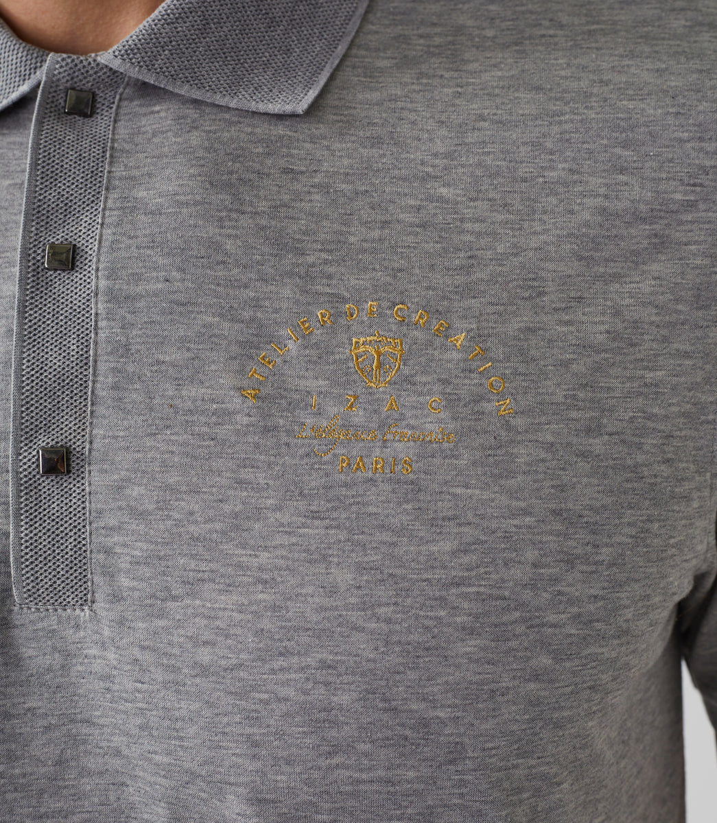 Polo manches courtes gris chiné 