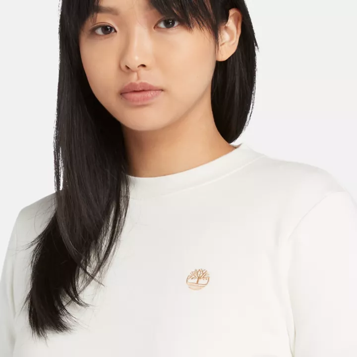 Sweat à col rond et envers brossé pour femme en blanc