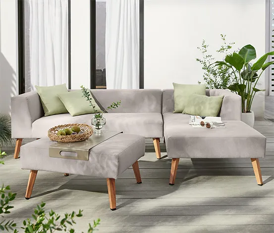 Premium-Lounge-Set mit Sitzhocker und Tablett