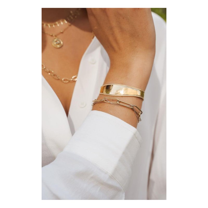 Bracelet rigide en acier doré ajustable
