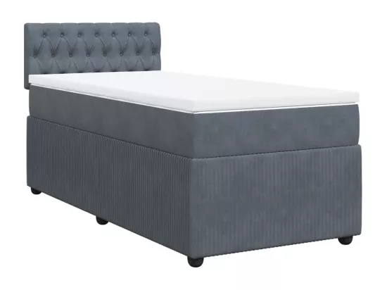 Sommier à lattes de lit et matelas Gris foncé 90x190 cm Velours