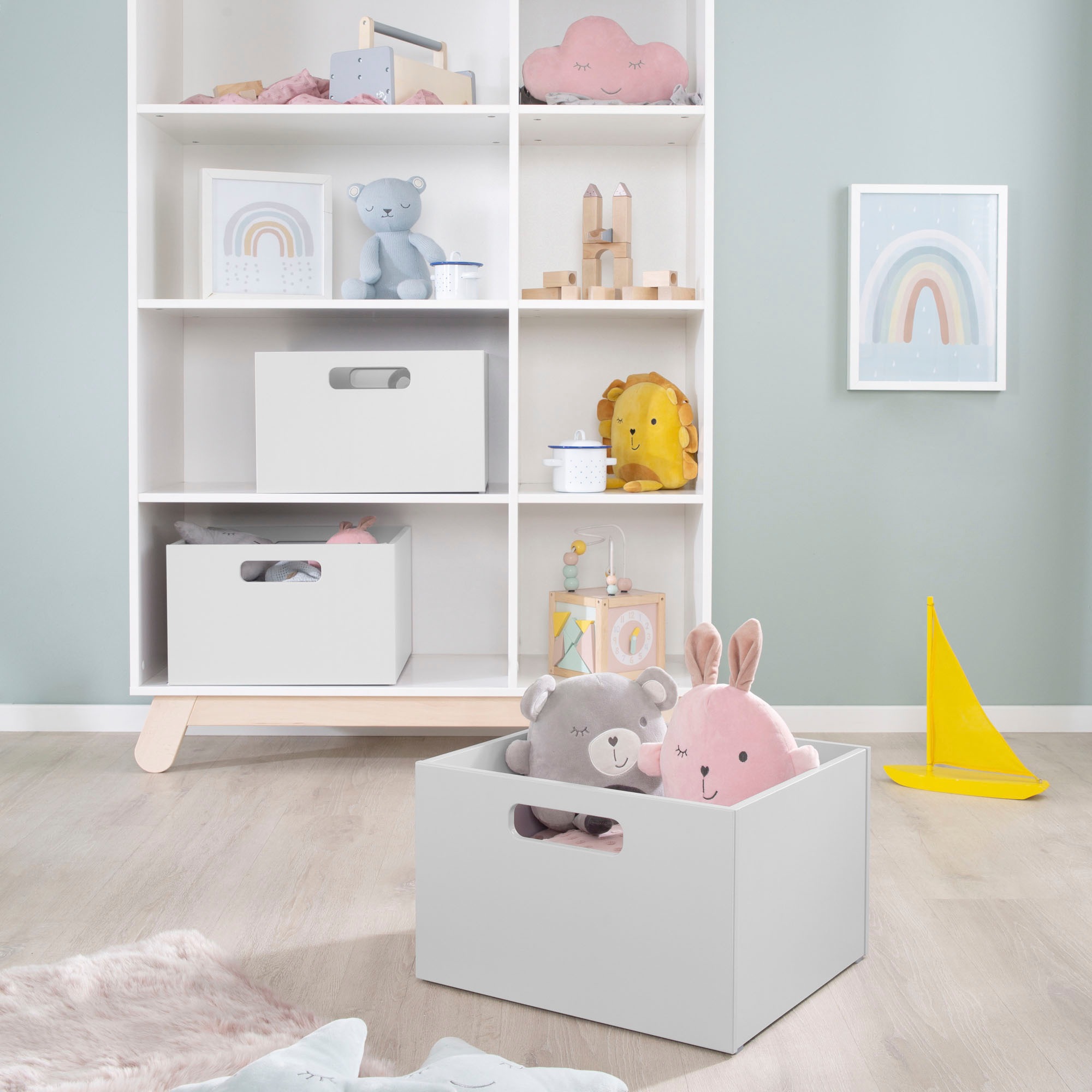 roba® Aufbewahrungsbox »grau« aus Holz; Organizer für Spielzeug