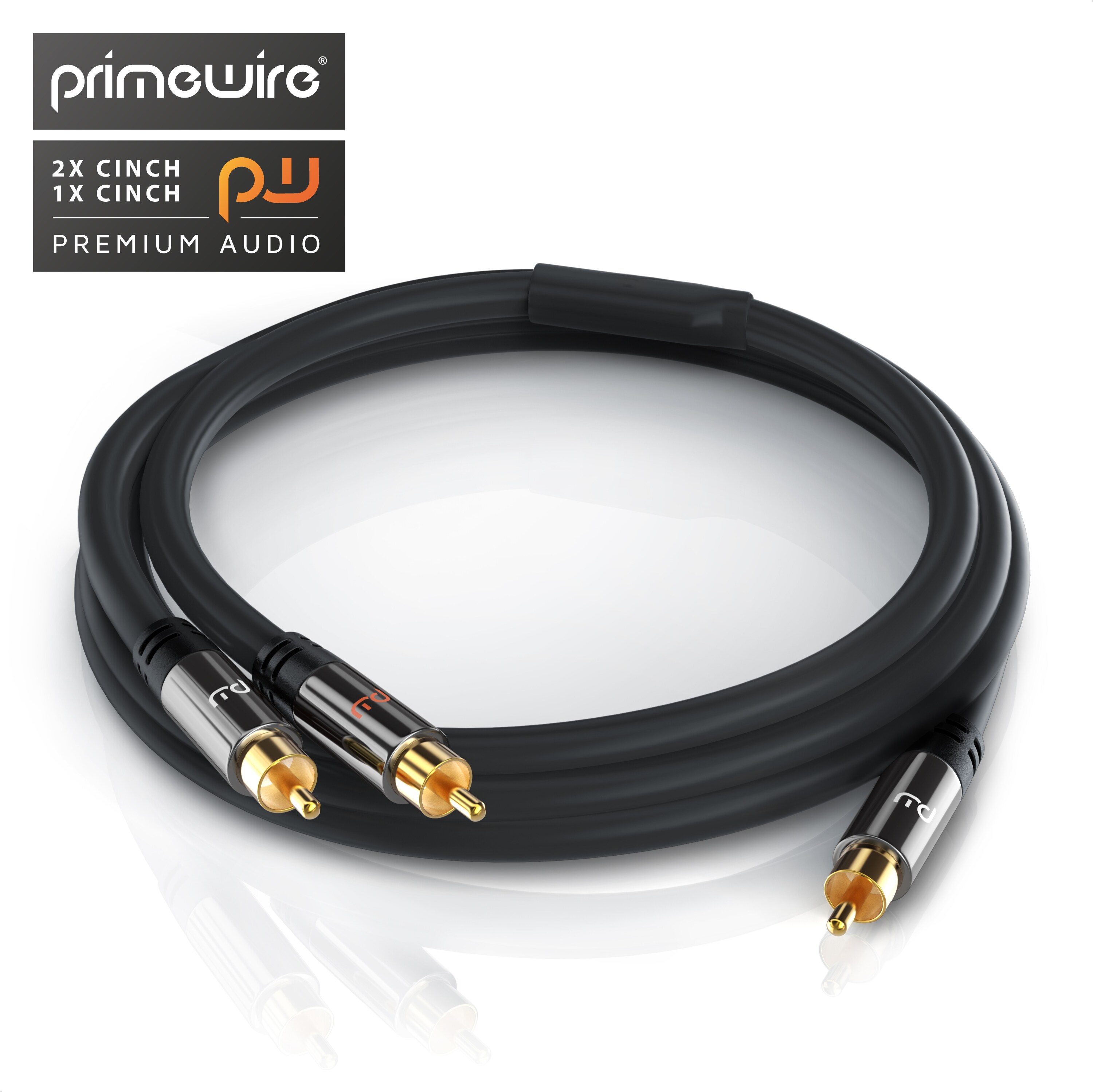 Primewire Y-Cinch Audio-Kabel, RCA, HiFi Audio-Kabel mehrfach geschirmt, 1x Cinch auf 2x Cinch - 7,5m