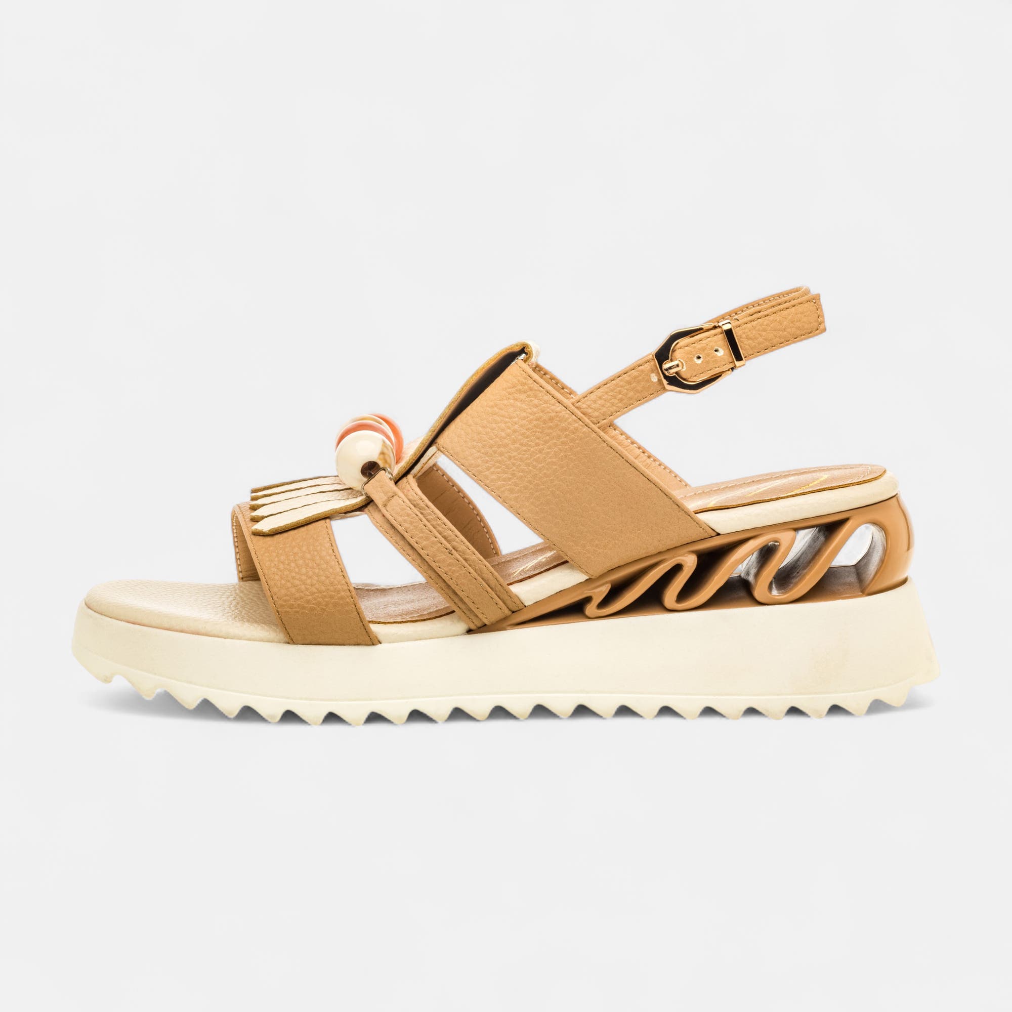 Sandales à talon compensé Femme beige