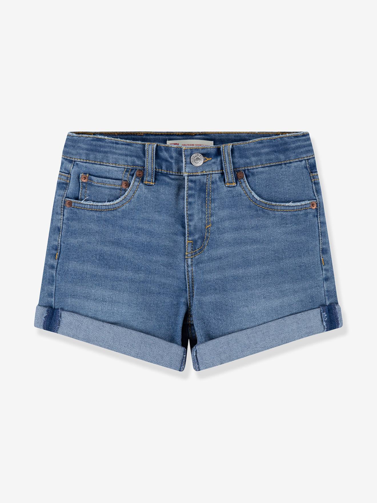 Shorts Levi's® LVB Girlfriend azuis com bainha