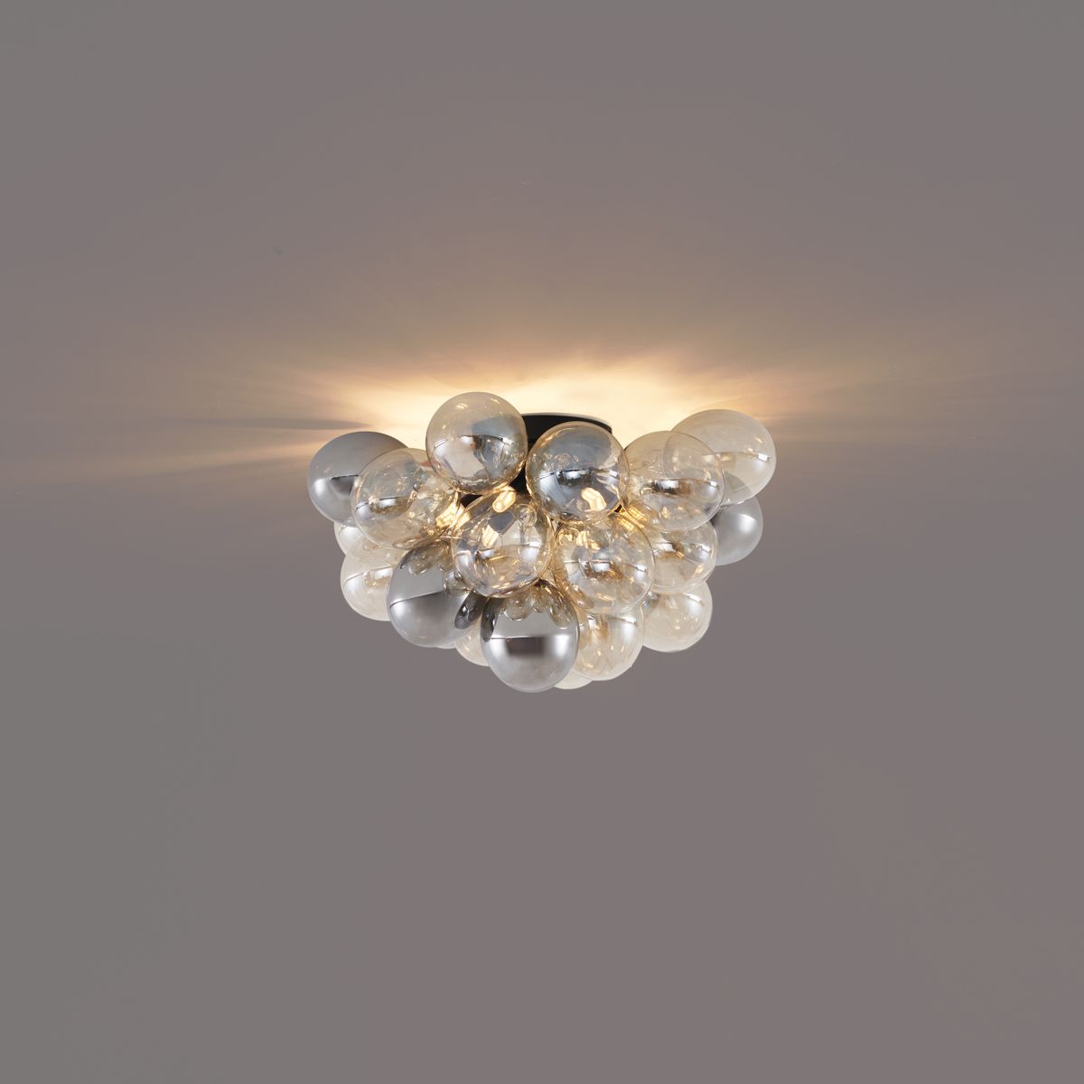 Design plafondlamp zwart met amber en smoke glas 6-lichts - Uvas
