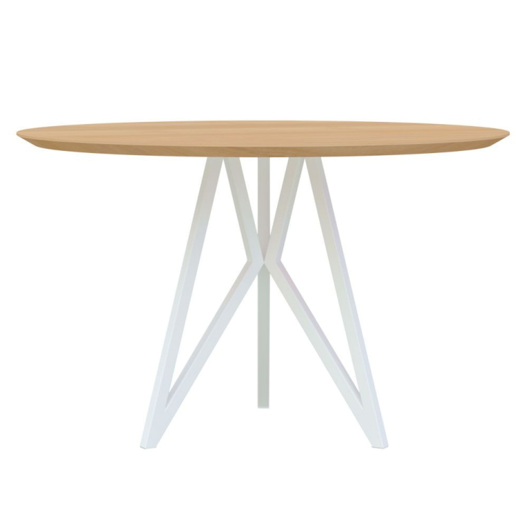 Studio HENK Butterfly Tripod tafel Ø120, wit frame, hardwax light 3041, verjongd afgerond