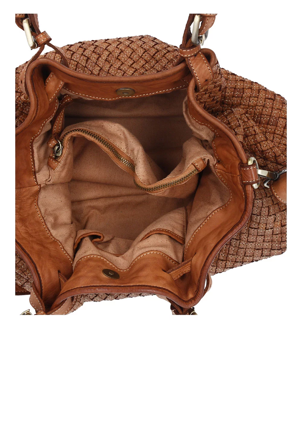 TRIBECA CUIR TRESSEE AGNESE COGNAC