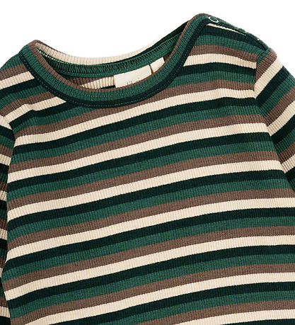 Petit Piao Bluse - Rib - Modal - Emeralda Green Multi Stripe