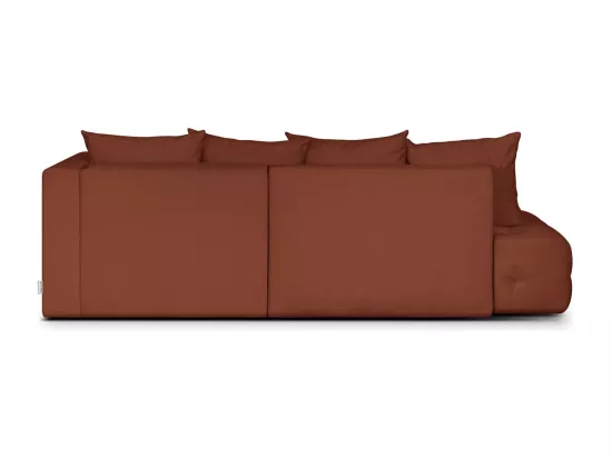 Canapé d'angle ouvert à droite convertible 3 places avec coffre de rangement en tissu chenille terracotta - Léo