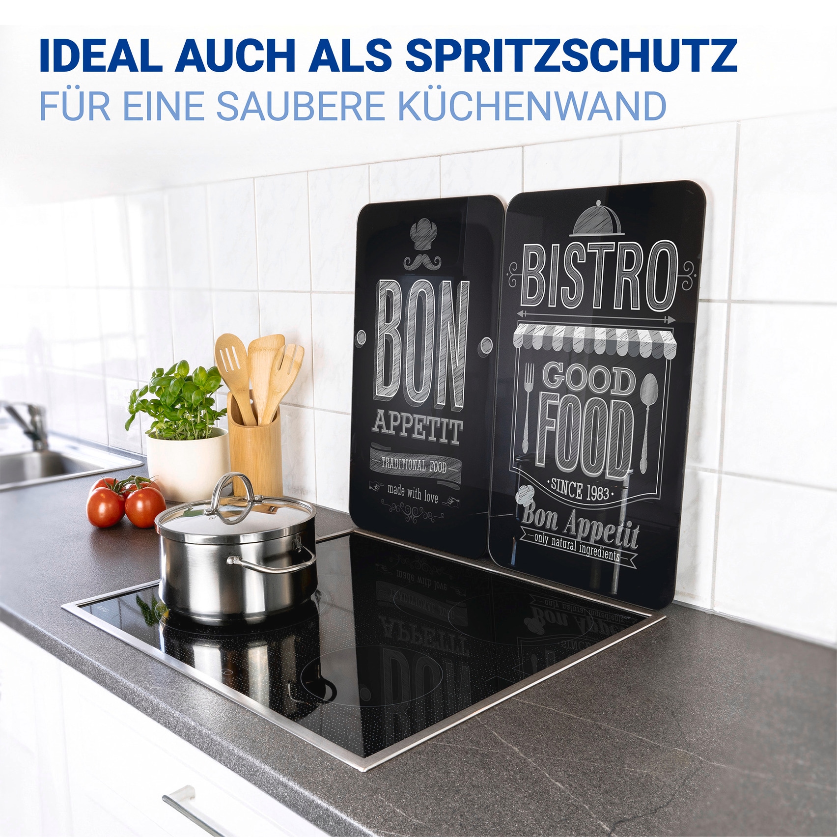 WENKO Herd-Abdeckplatte »Universal Modell Bon Appetit« Herdabdeckung für alle Herdarten, kratzfest, mit rutschfesten Füssen