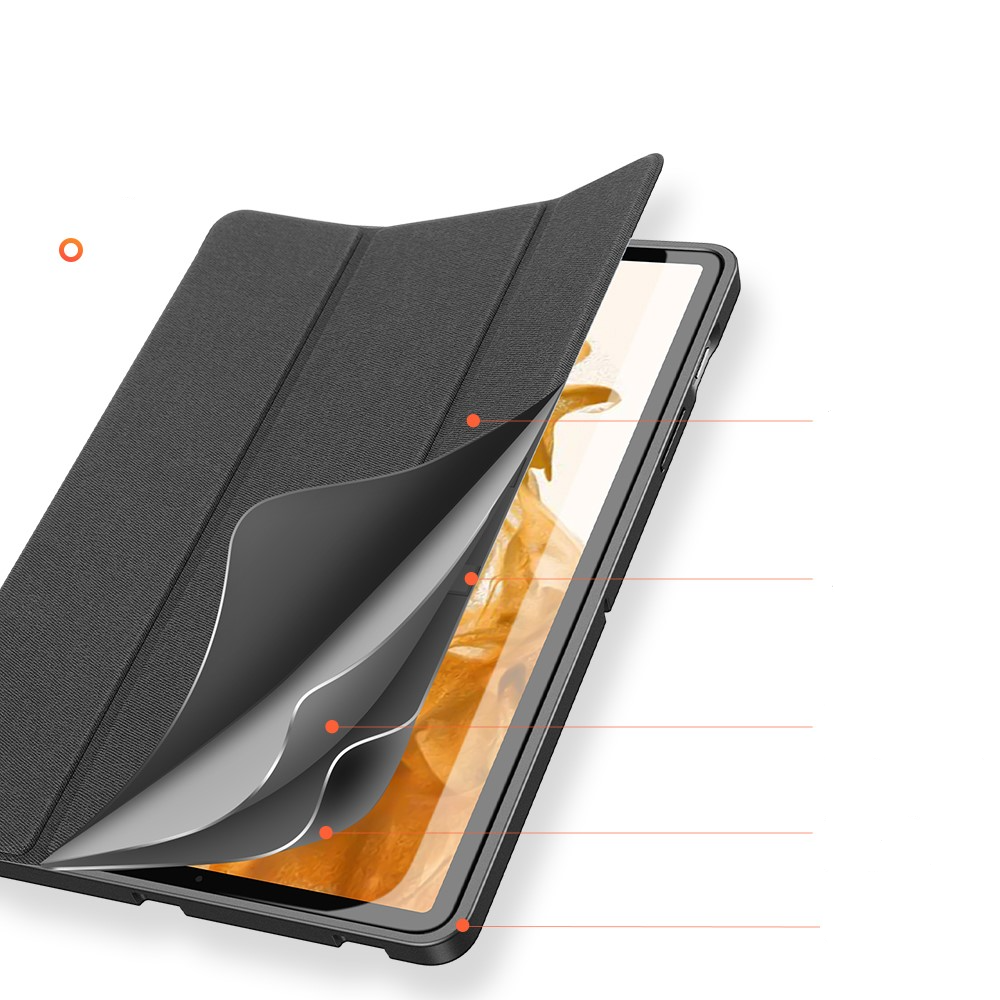 Samsung Galaxy Tab S8 / Tab S7 Tasche Smart Cover Hülle Stoff Design mit S-Pen Halterung - Schwarz