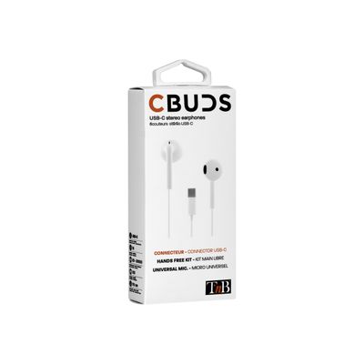 T'nB C-BUDS - Kit main libre - Ecouteurs filaire avec micro - intra-auriculaire - blanc