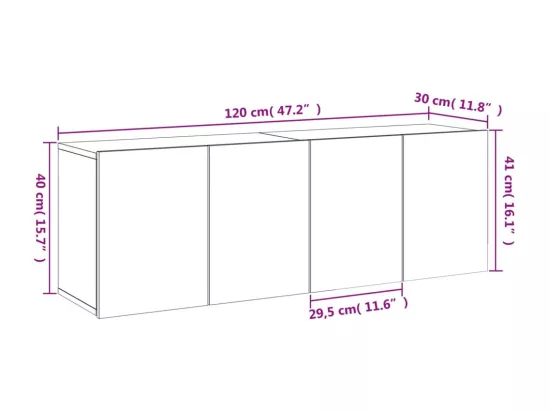 Meubles TV muraux 2 pcs blanc 60x30x41 cm